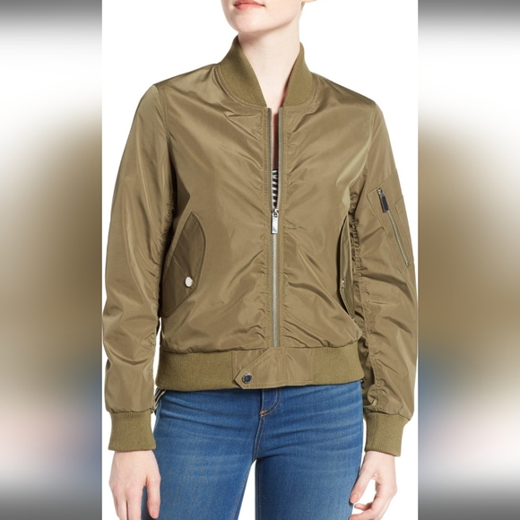 French Connection Bomber Jacket Olive Green XS - Picture 9 of 10